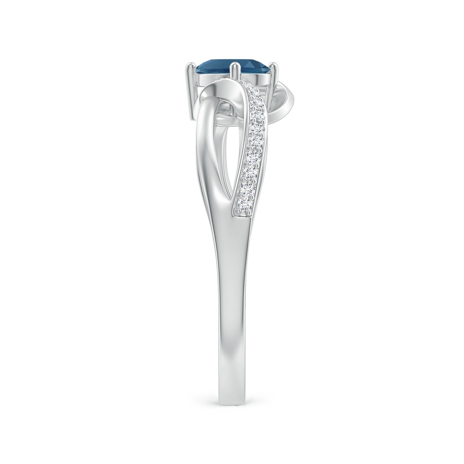 6x4mm AA Oval London Blue Topaz Twisted Ribbon Ring with Diamonds in White Gold side-2