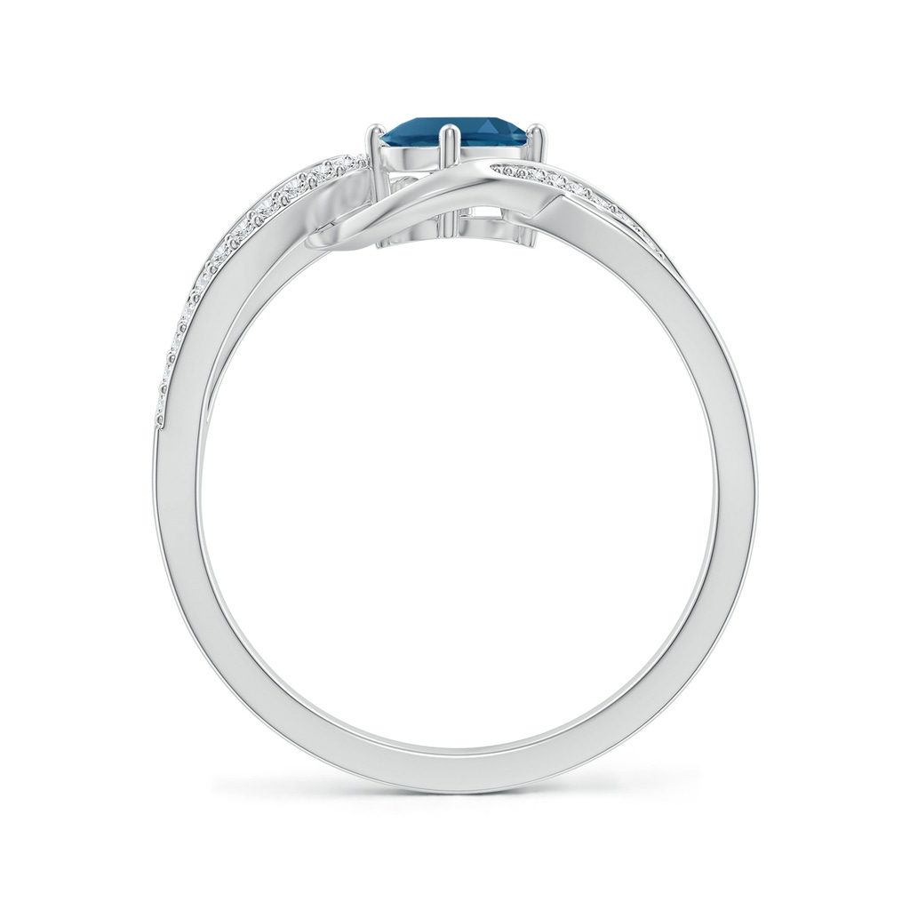6x4mm AAA Oval London Blue Topaz Twisted Ribbon Ring with Diamonds in White Gold - side_1