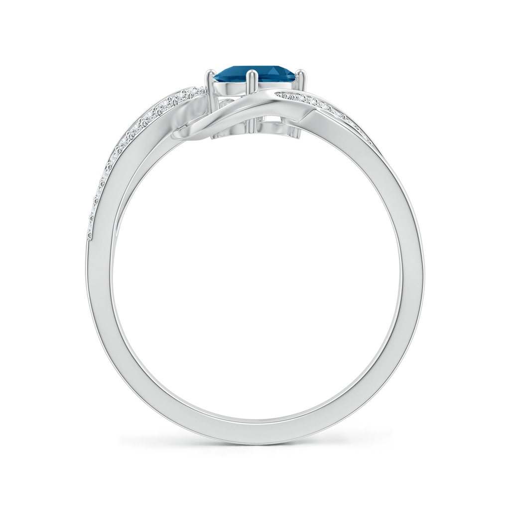 6x4mm AAAA Oval London Blue Topaz Twisted Ribbon Ring with Diamonds in White Gold - side_1