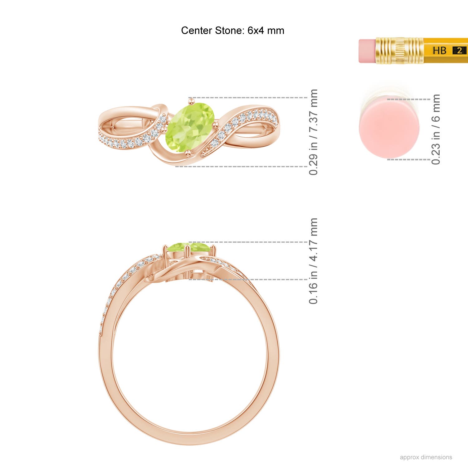 A - Peridot / 0.59 CT / 14 KT Rose Gold