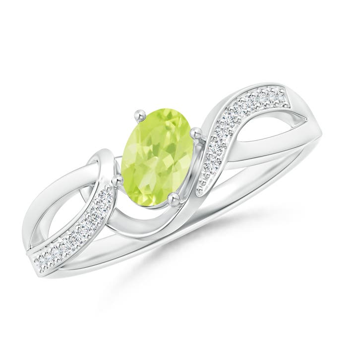 A - Peridot / 0.59 CT / 14 KT White Gold