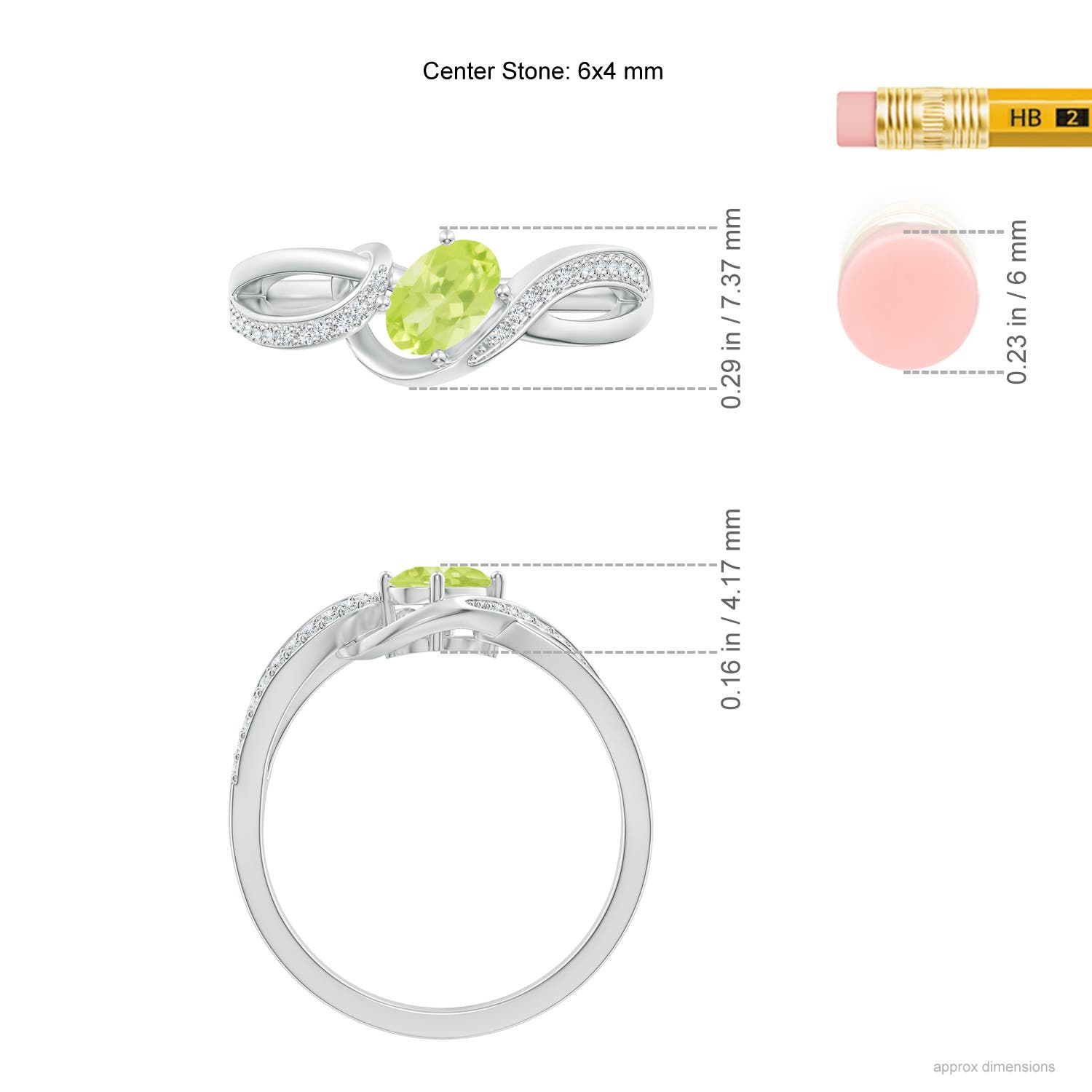 A - Peridot / 0.59 CT / 14 KT White Gold