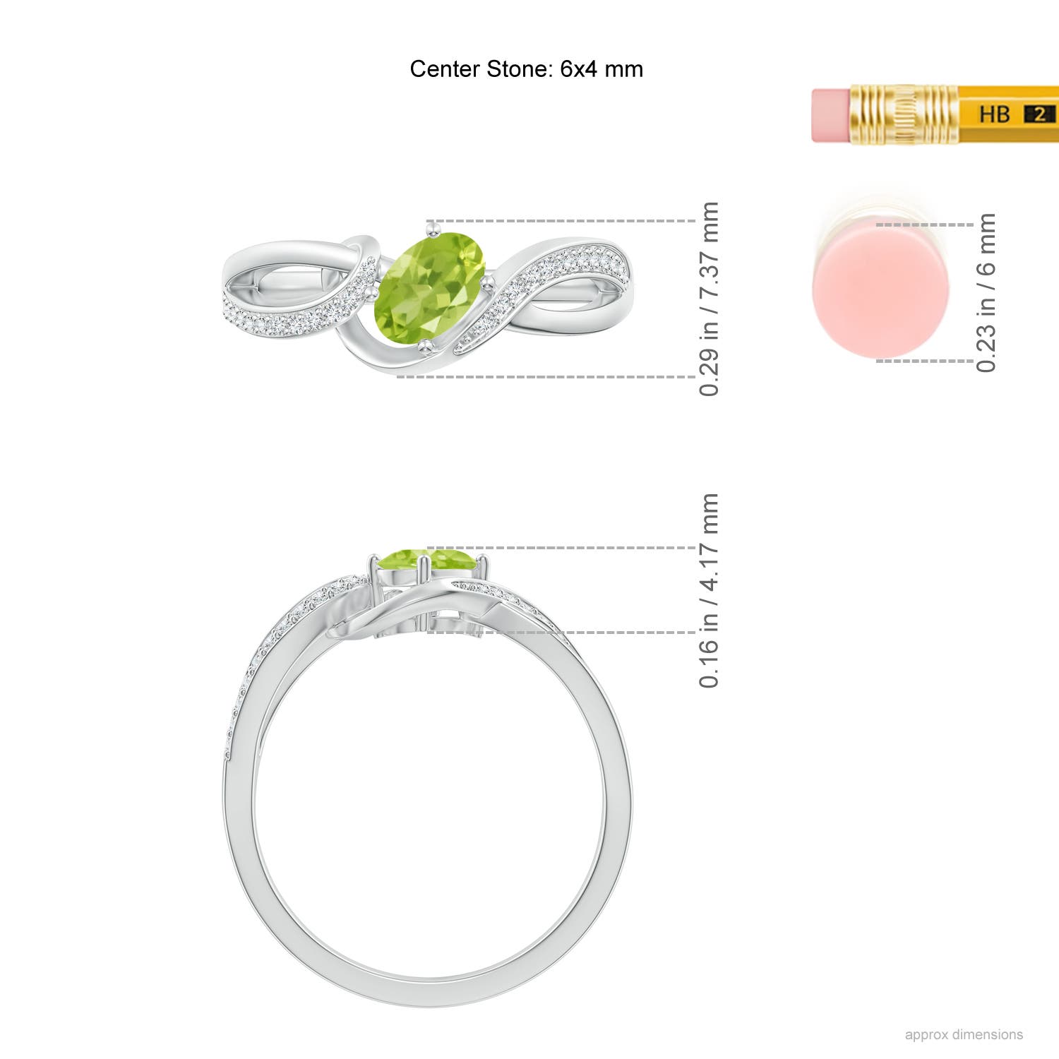 AA - Peridot / 0.59 CT / 14 KT White Gold