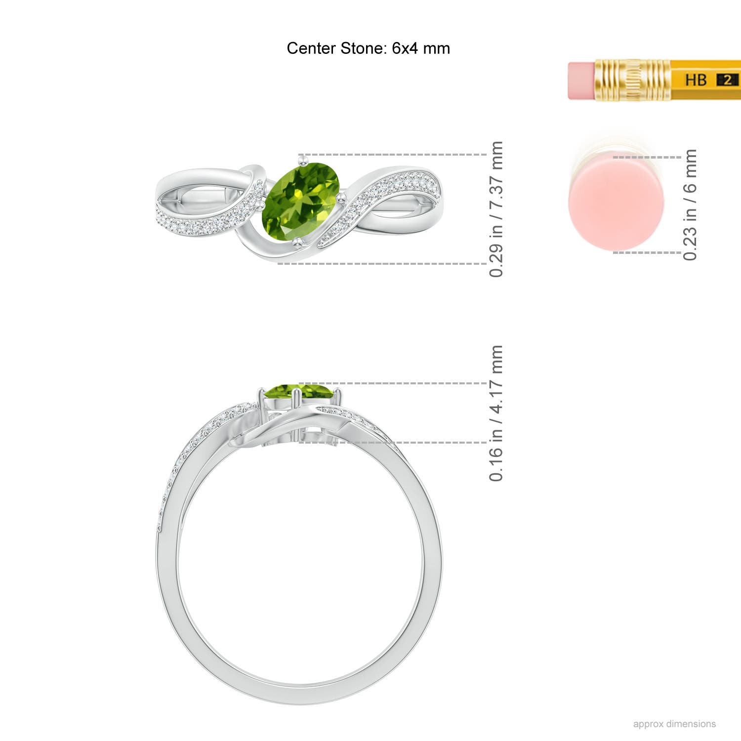 AAAA - Peridot / 0.59 CT / 14 KT White Gold