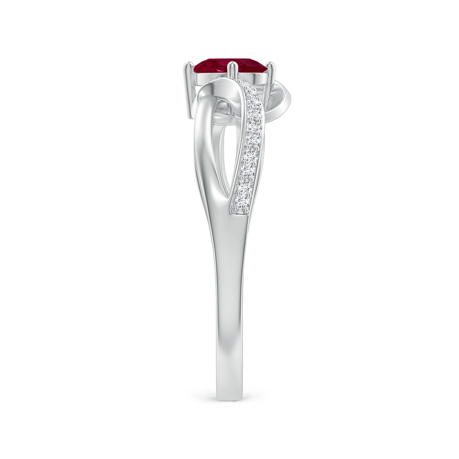 6x4mm A Solitaire Oval Ruby Twisted Ribbon Ring with Pavé Diamond Accents in White Gold side-2