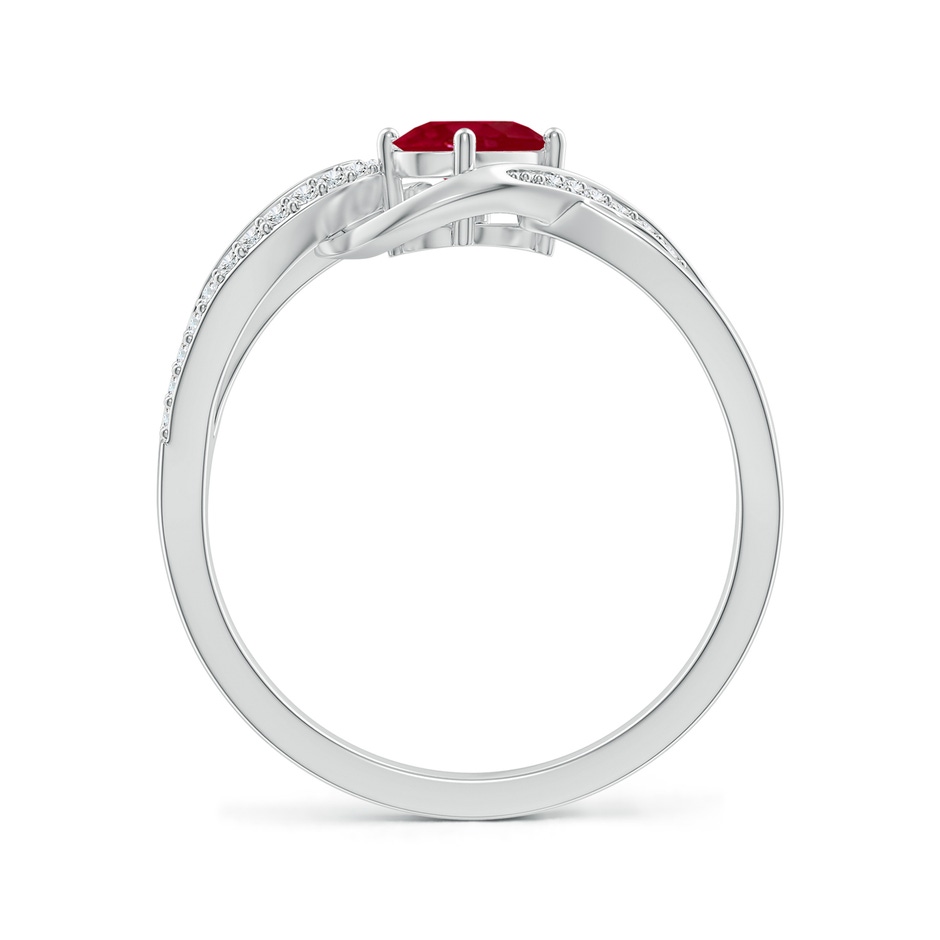6x4mm AA Solitaire Oval Ruby Twisted Ribbon Ring with Pavé Diamond Accents in White Gold side-1