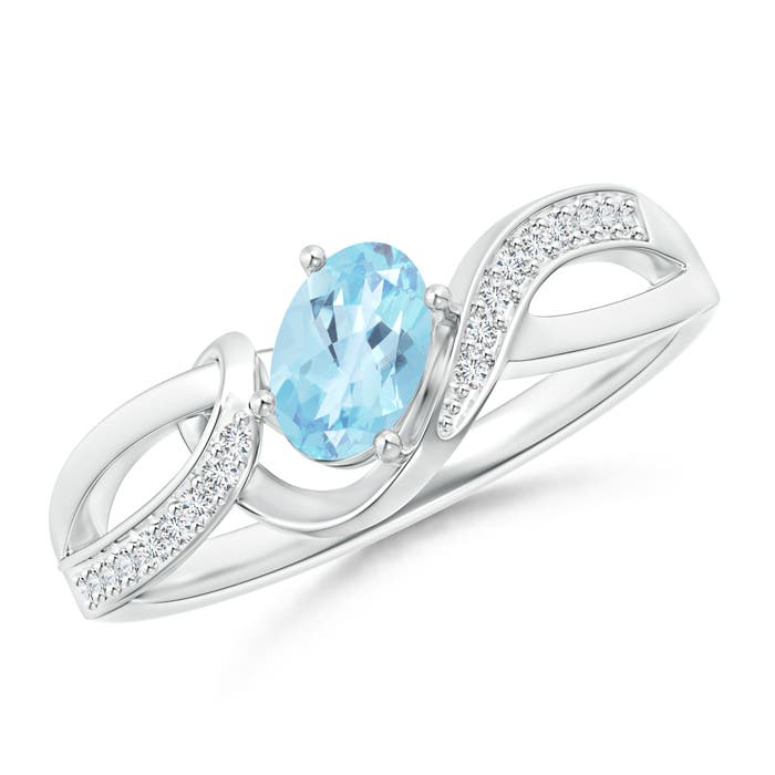 A - Swiss Blue Topaz / 0.65 CT / 14 KT White Gold