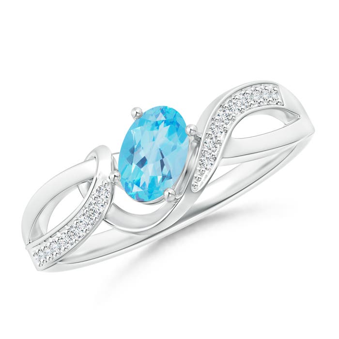 AA - Swiss Blue Topaz / 0.65 CT / 14 KT White Gold