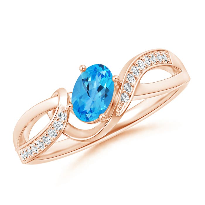 AAAA - Swiss Blue Topaz / 0.65 CT / 14 KT Rose Gold