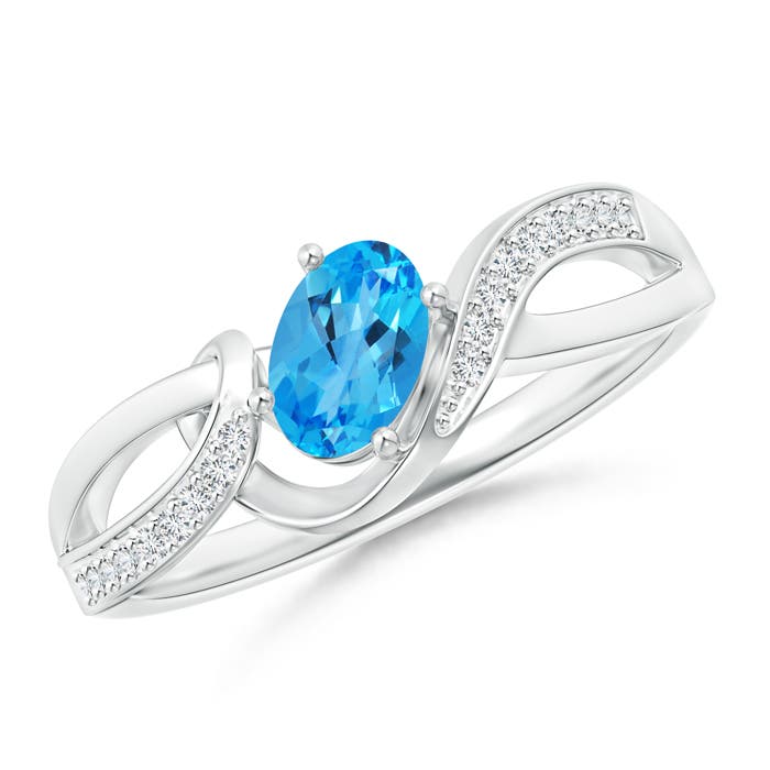 AAAA - Swiss Blue Topaz / 0.65 CT / 14 KT White Gold