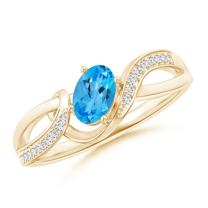 AAAA - Swiss Blue Topaz / 0.65 CT / 14 KT Yellow Gold