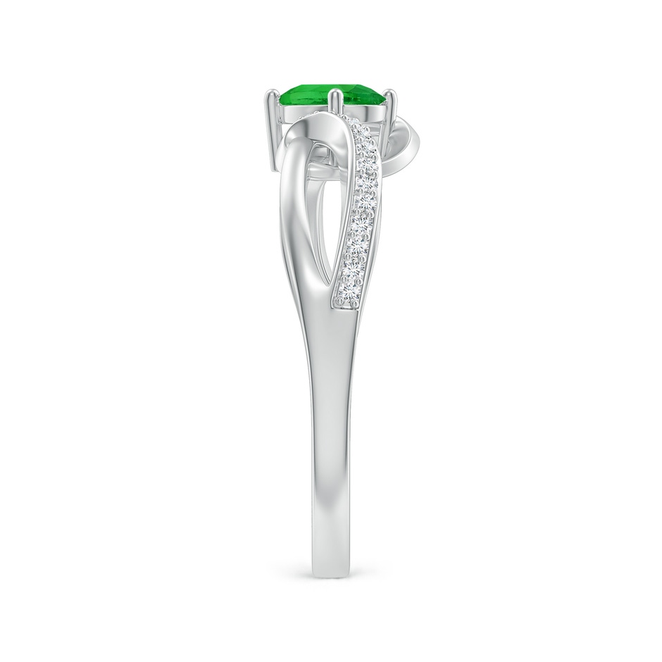 6x4mm AAAA Oval Tsavorite Twisted Ribbon Ring with Pavé Diamonds in White Gold side-2