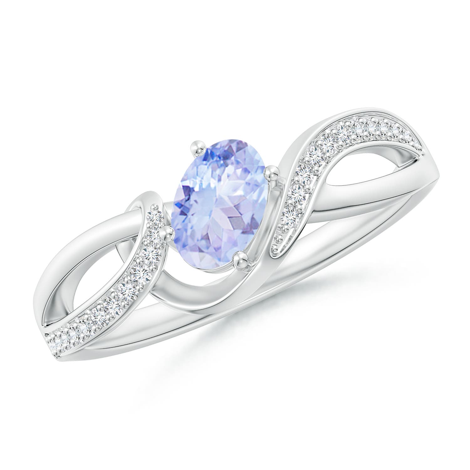 A - Tanzanite / 0.57 CT / 14 KT White Gold