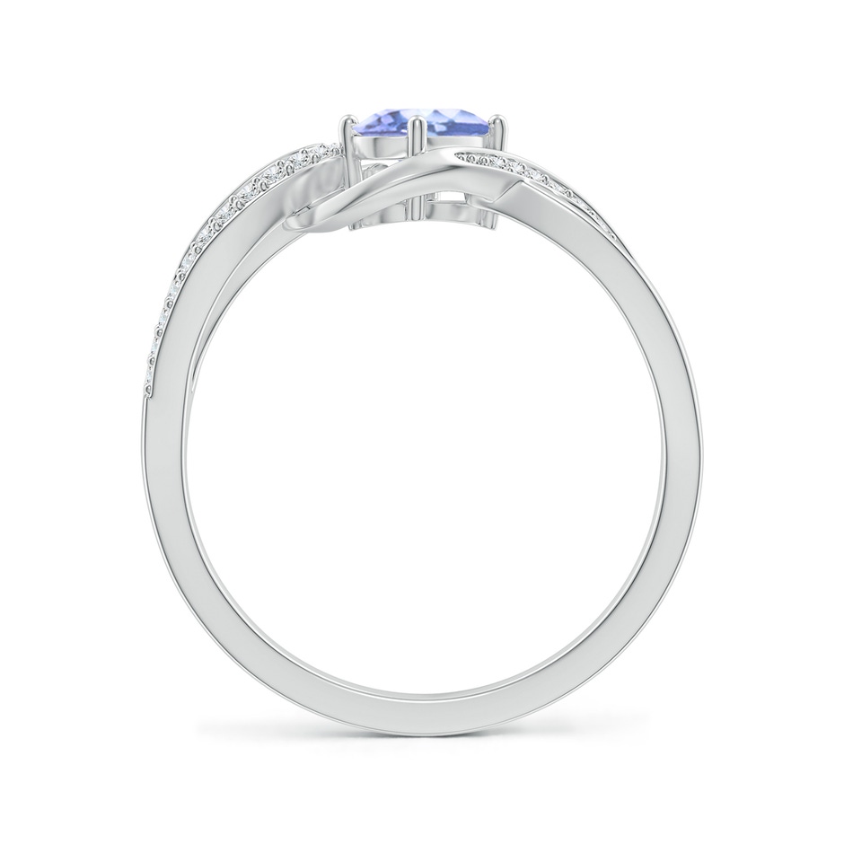 6x4mm A Solitaire Oval Tanzanite Twisted Ribbon Ring with Pavé Diamond Accents in White Gold side-1