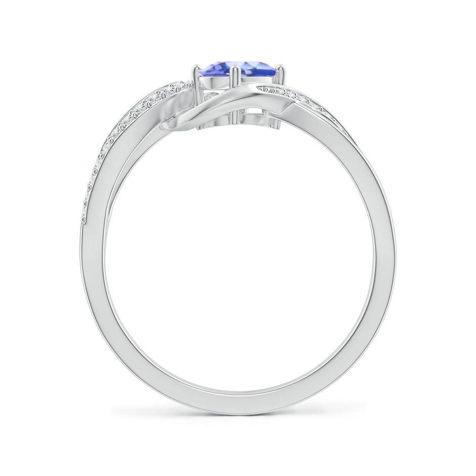 6x4mm AA Solitaire Oval Tanzanite Twisted Ribbon Ring with Pavé Diamond Accents in White Gold side-1