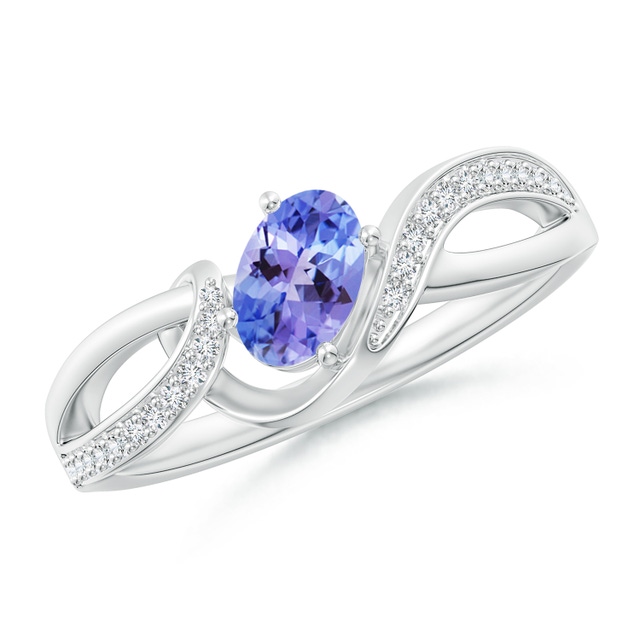 14k White Gold 6x4mm Oval Tanzanite and Diamond Infinity Style Ring