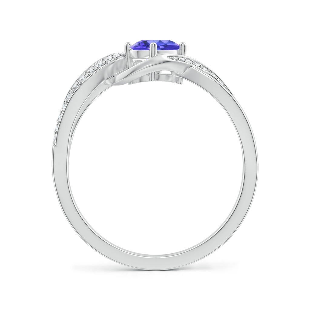 Solitaire Oval Tanzanite Twisted Ribbon Ring with Pavé Diamond Accents ...