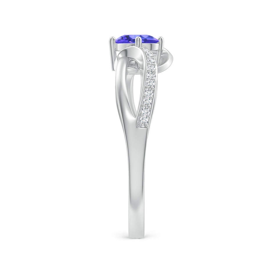 6x4mm AAA Solitaire Oval Tanzanite Twisted Ribbon Ring with Pavé Diamond Accents in White Gold side-2