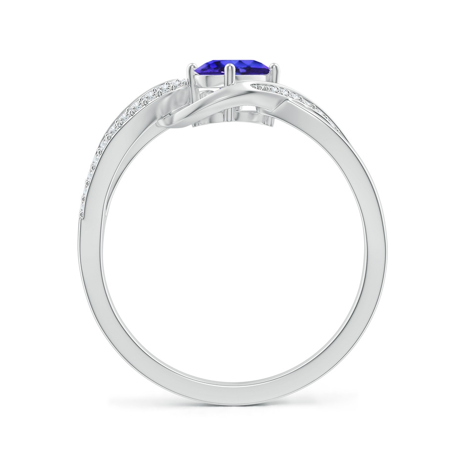 6x4mm AAAA Solitaire Oval Tanzanite Twisted Ribbon Ring with Pavé Diamond Accents in White Gold side-1