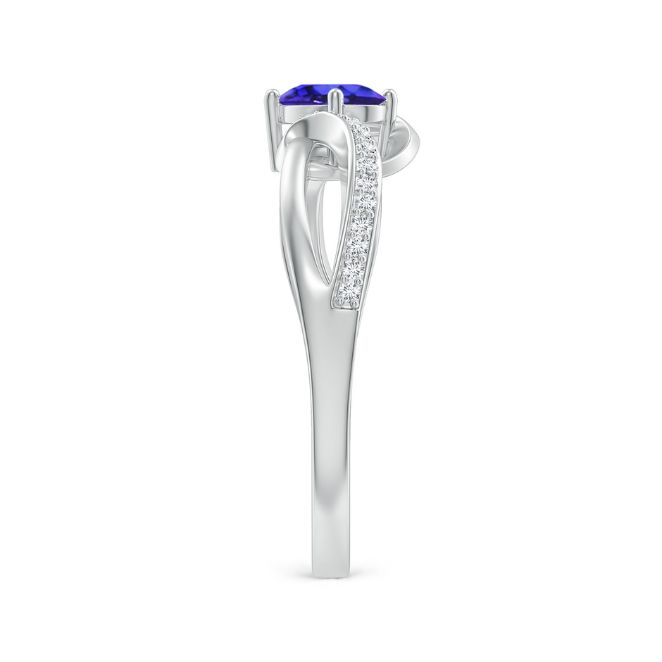 6x4mm AAAA Solitaire Oval Tanzanite Twisted Ribbon Ring with Pavé Diamond Accents in White Gold side-2