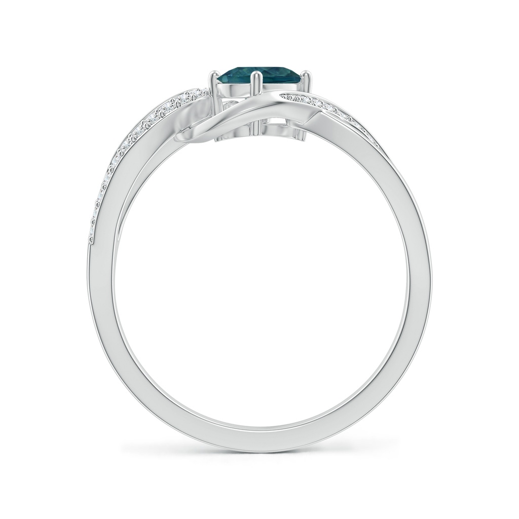 6x4mm AAA Oval Teal Montana Sapphire Twisted Ribbon Ring with Diamonds in White Gold Side-1
