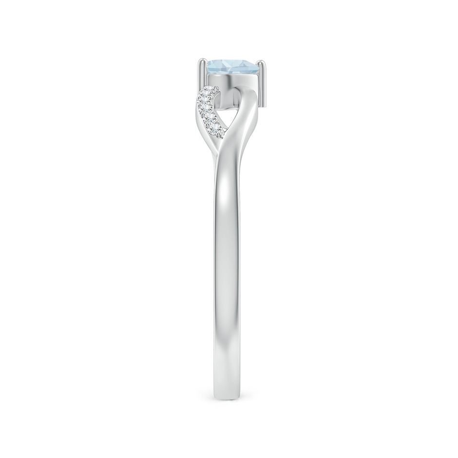 4mm A Solitaire Aquamarine Heart Promise Ring with Diamond Accents in White Gold side-2