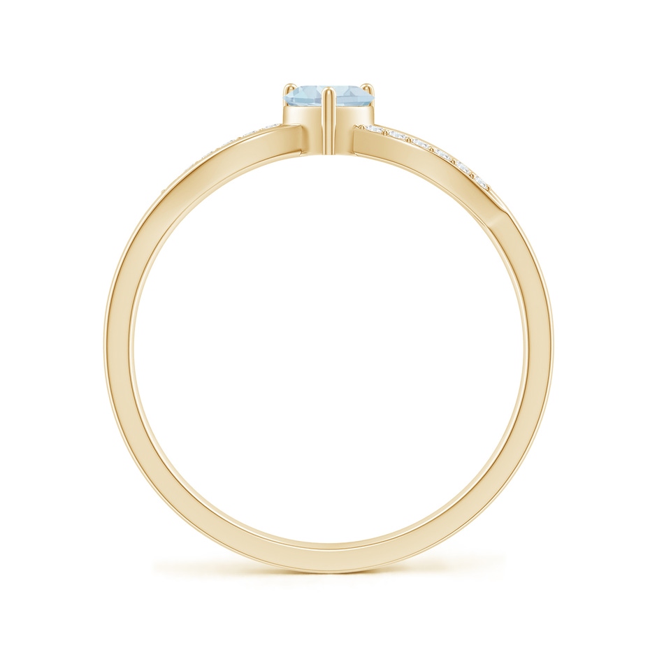 4mm A Solitaire Aquamarine Heart Promise Ring with Diamond Accents in Yellow Gold side-1