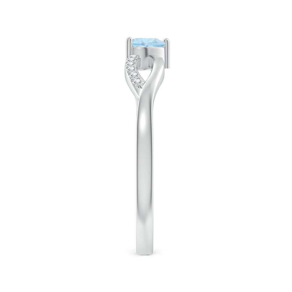 4mm AA Solitaire Aquamarine Heart Promise Ring with Diamond Accents in S999 Silver side-2
