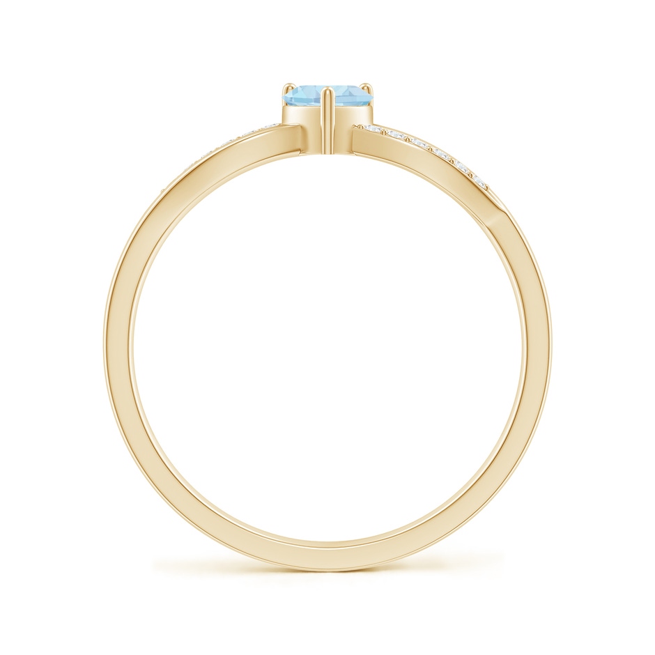 4mm AA Solitaire Aquamarine Heart Promise Ring with Diamond Accents in Yellow Gold side-1