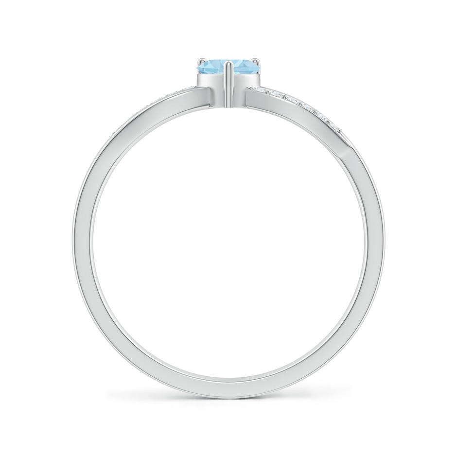 4mm AAA Solitaire Aquamarine Heart Promise Ring with Diamond Accents in S999 Silver side-1