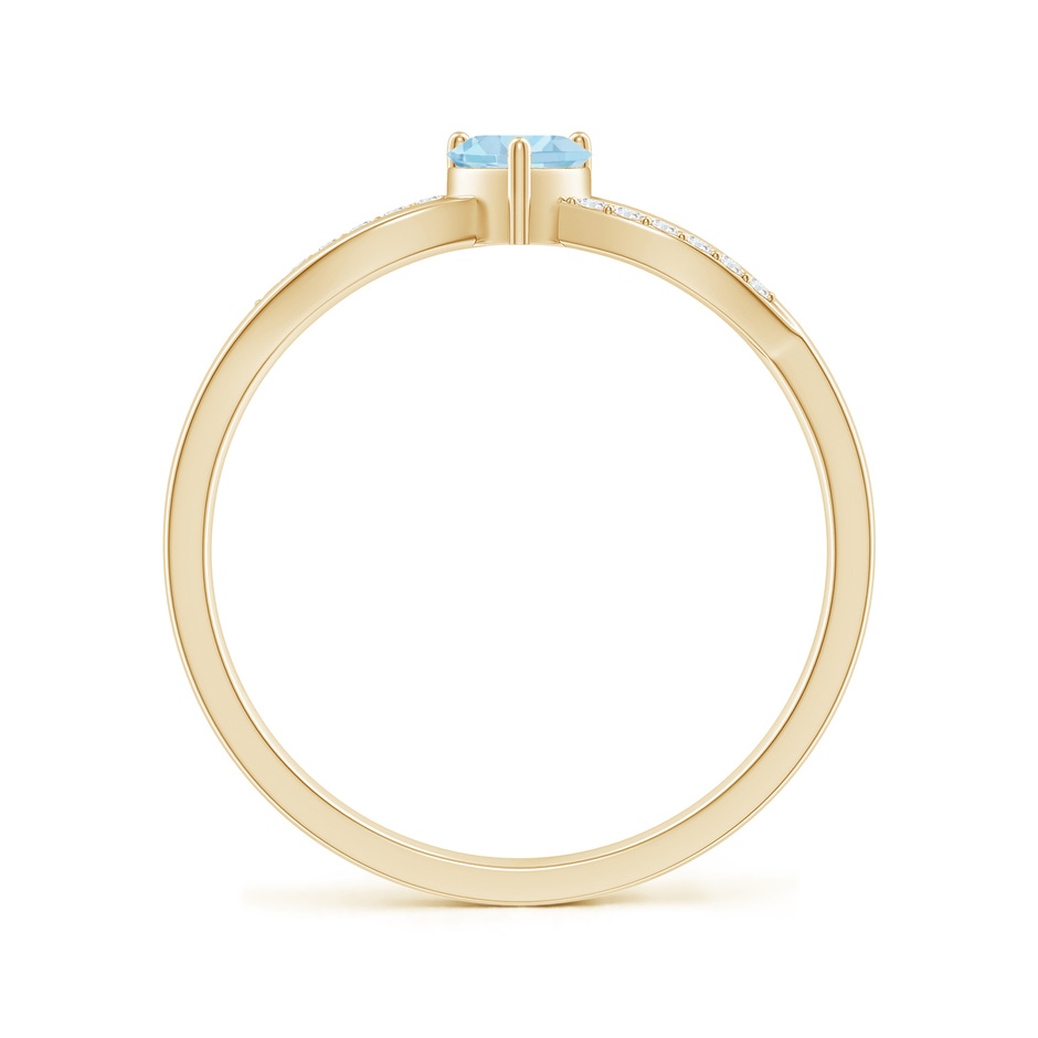4mm AAA Solitaire Aquamarine Heart Promise Ring with Diamond Accents in Yellow Gold side-1