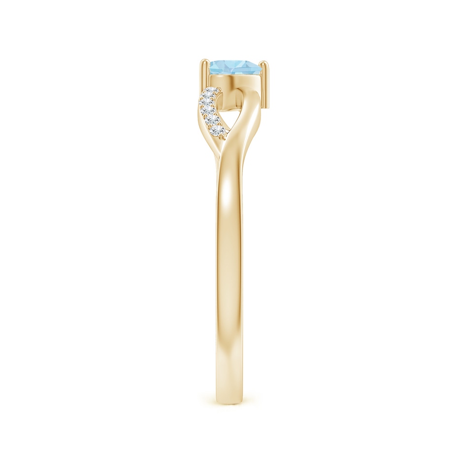 4mm AAA Solitaire Aquamarine Heart Promise Ring with Diamond Accents in Yellow Gold side-2