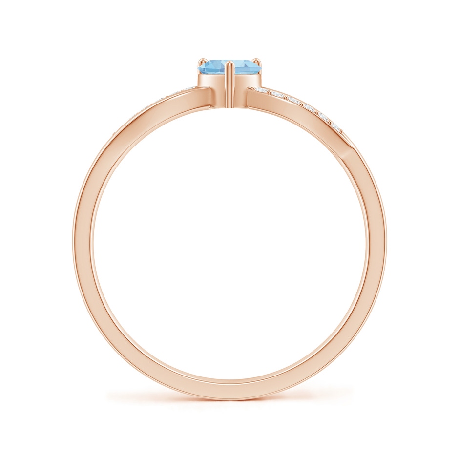 4mm AAAA Solitaire Aquamarine Heart Promise Ring with Diamond Accents in Rose Gold side-1