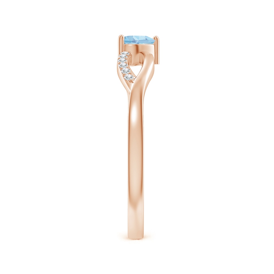 4mm AAAA Solitaire Aquamarine Heart Promise Ring with Diamond Accents in Rose Gold side-2