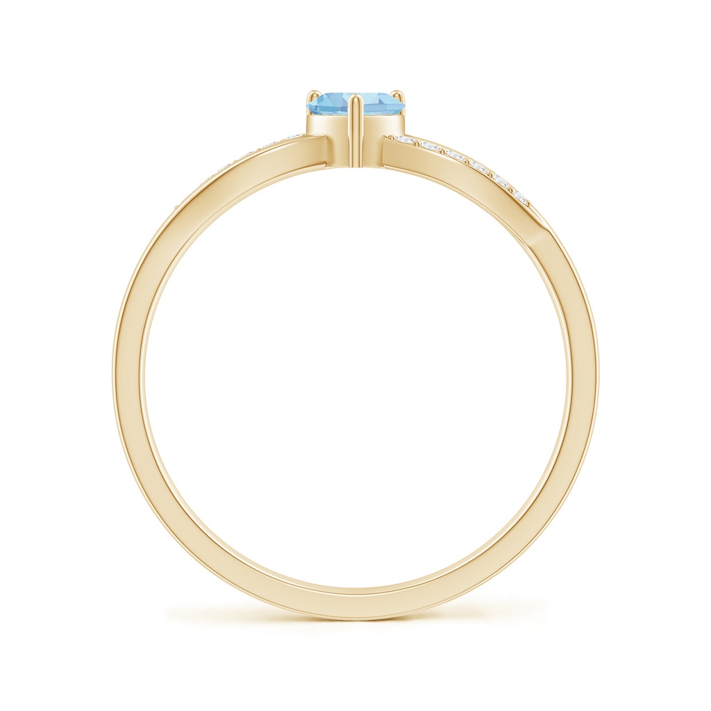 4mm AAAA Solitaire Aquamarine Heart Promise Ring with Diamond Accents in Yellow Gold - side_1