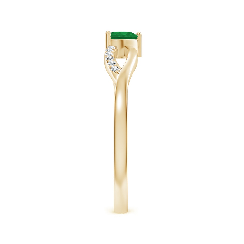 4mm A Solitaire Emerald Heart Promise Ring with Diamond Accents in Yellow Gold side-2