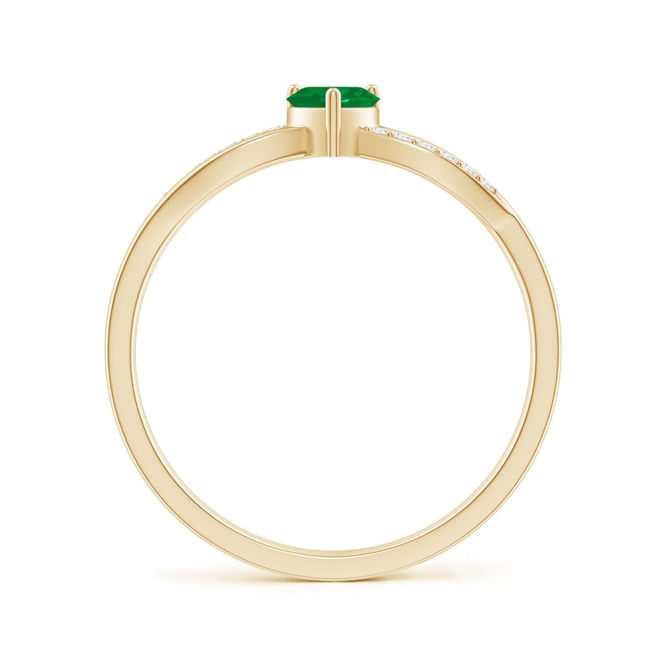 4mm AA Solitaire Emerald Heart Promise Ring with Diamond Accents in Yellow Gold side-1