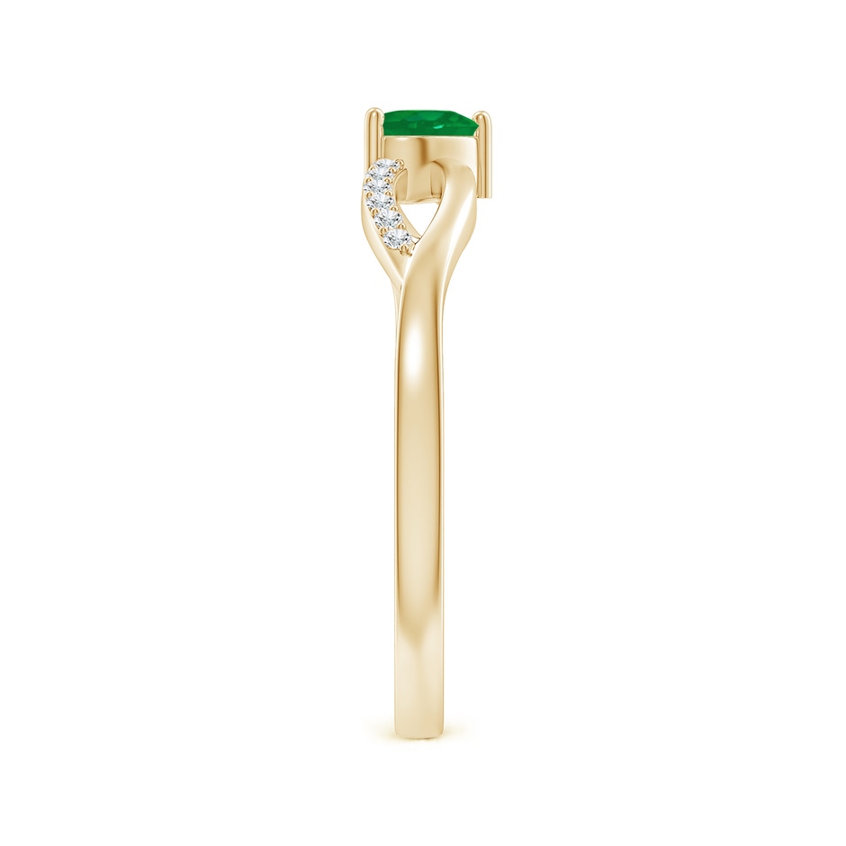4mm AA Solitaire Emerald Heart Promise Ring with Diamond Accents in Yellow Gold side-2