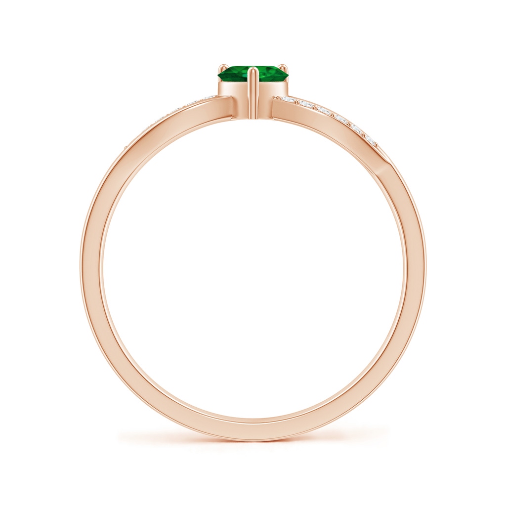 4mm AAAA Solitaire Emerald Heart Promise Ring with Diamond Accents in Rose Gold - side_1