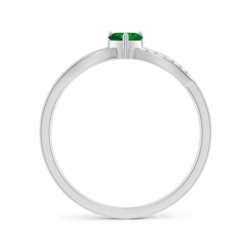 4mm AAAA Solitaire Emerald Heart Promise Ring with Diamond Accents in S999 Silver - side_1
