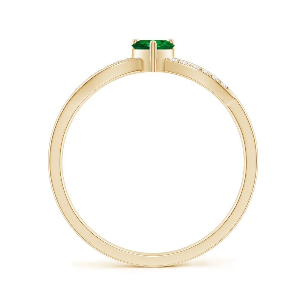 4mm AAAA Solitaire Emerald Heart Promise Ring with Diamond Accents in Yellow Gold - side_1