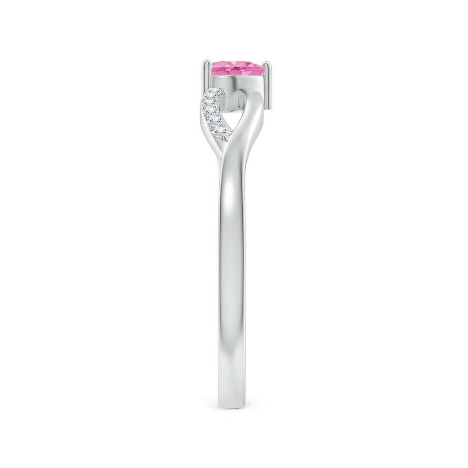 4mm A Solitaire Pink Sapphire Heart Promise Ring with Diamond Accents in S999 Silver side 299