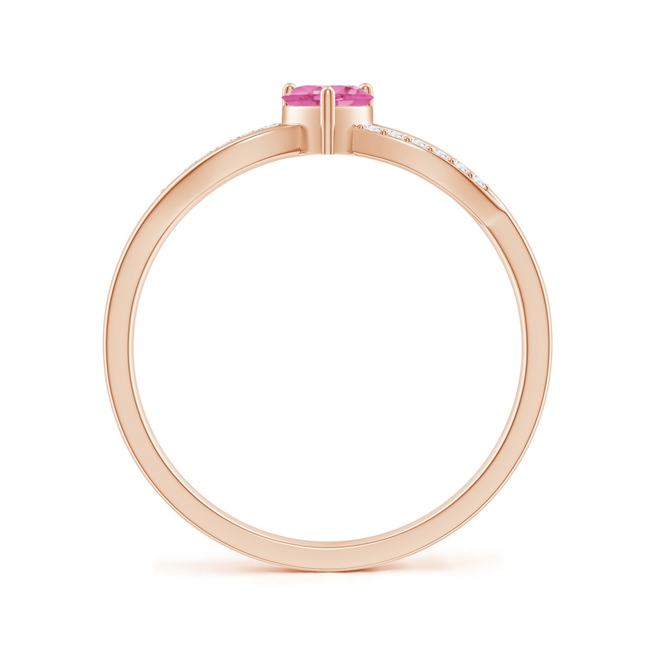 4mm AA Solitaire Pink Sapphire Heart Promise Ring with Diamond Accents in Rose Gold side 199