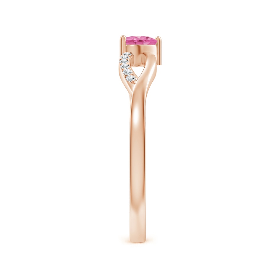 4mm AA Solitaire Pink Sapphire Heart Promise Ring with Diamond Accents in Rose Gold side 299