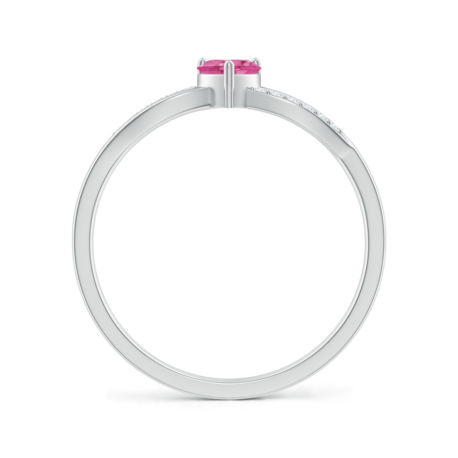4mm AAA Solitaire Pink Sapphire Heart Promise Ring with Diamond Accents in S999 Silver side 199