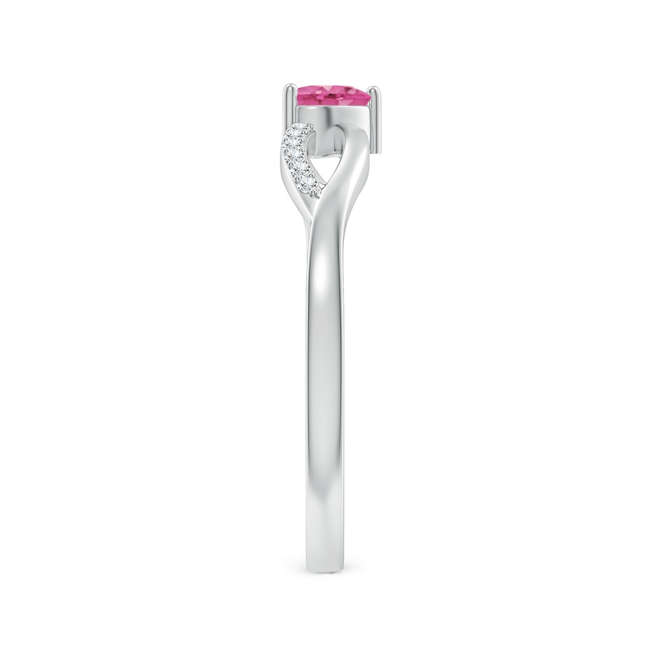 4mm AAA Solitaire Pink Sapphire Heart Promise Ring with Diamond Accents in S999 Silver side 299