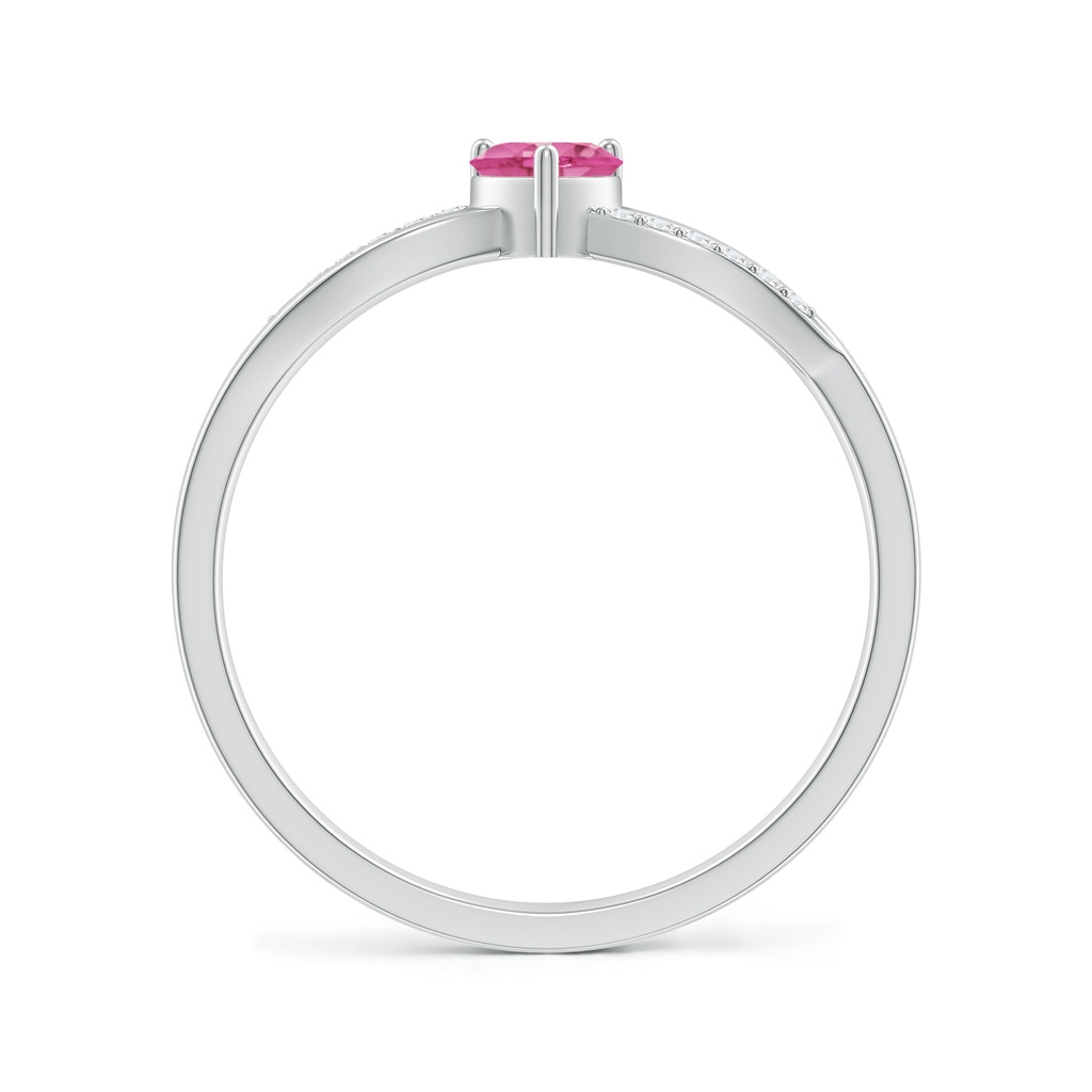 4mm AAA Solitaire Pink Sapphire Heart Promise Ring with Diamond Accents in White Gold - side 199