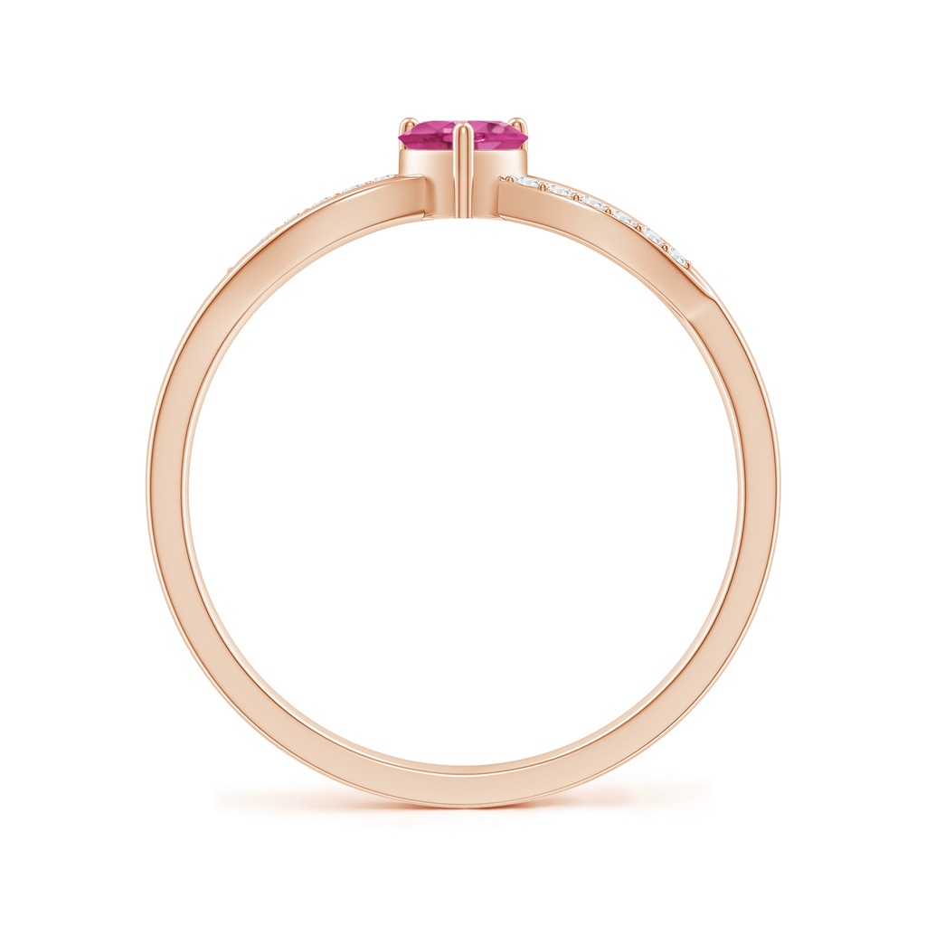 4mm AAAA Solitaire Pink Sapphire Heart Promise Ring with Diamond Accents in Rose Gold - side 199