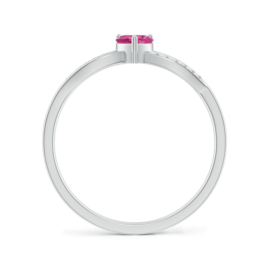 4mm AAAA Solitaire Pink Sapphire Heart Promise Ring with Diamond Accents in S999 Silver - side 199