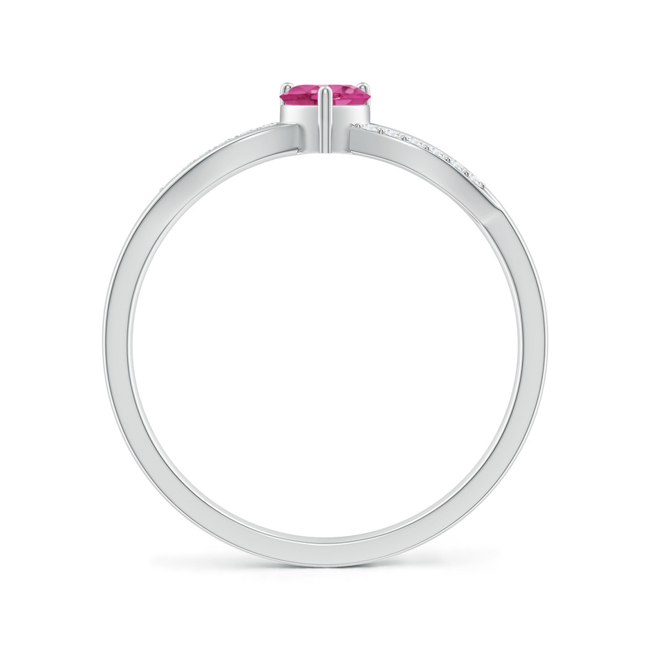 4mm AAAA Solitaire Pink Sapphire Heart Promise Ring with Diamond Accents in S999 Silver side 199